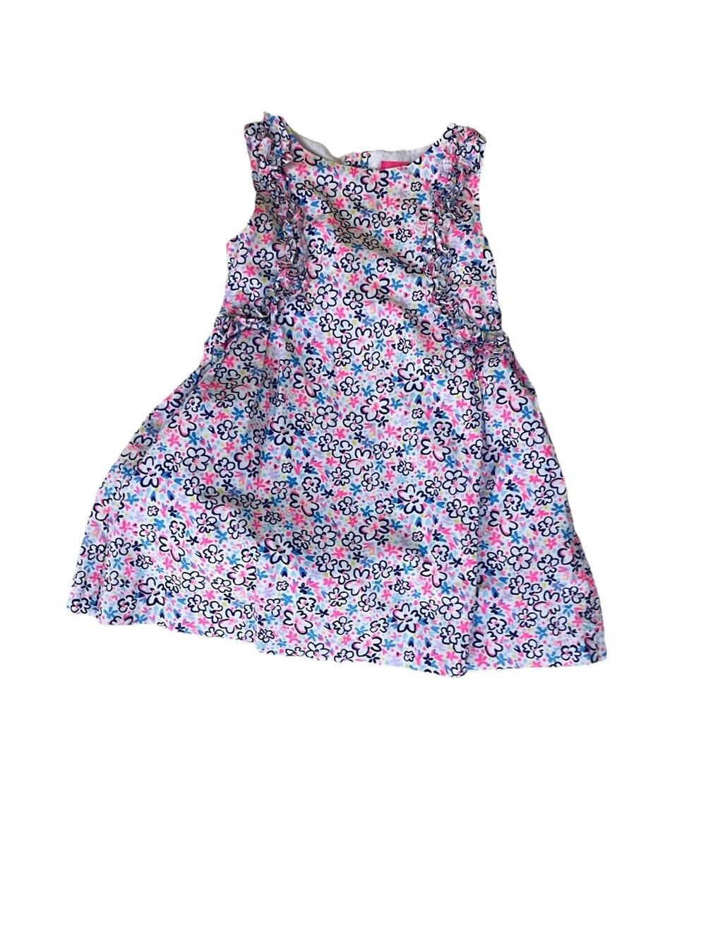 Lilly Pulitzer Girls Fun Sun Repeat Pink and Blue Flowers Dress Size 5 H97